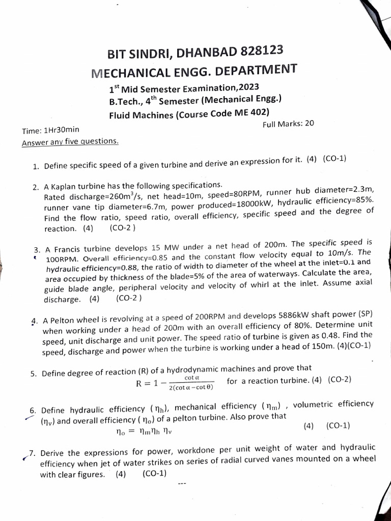 1st Mid Term BIT Sindri2023 | PDF
