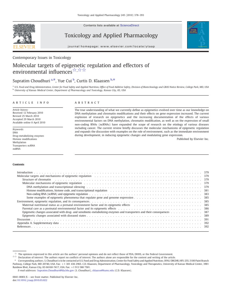 Epigenetics Review Klaassen | PDF