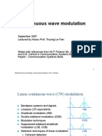 Continuous Wave Modulation: September 2007 Lectured by Assoc Prof. Thuong Le-Tien