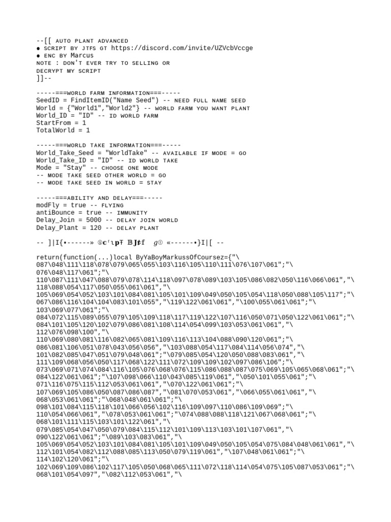 Auto Plant Adv JTFS GT - Lua | PDF