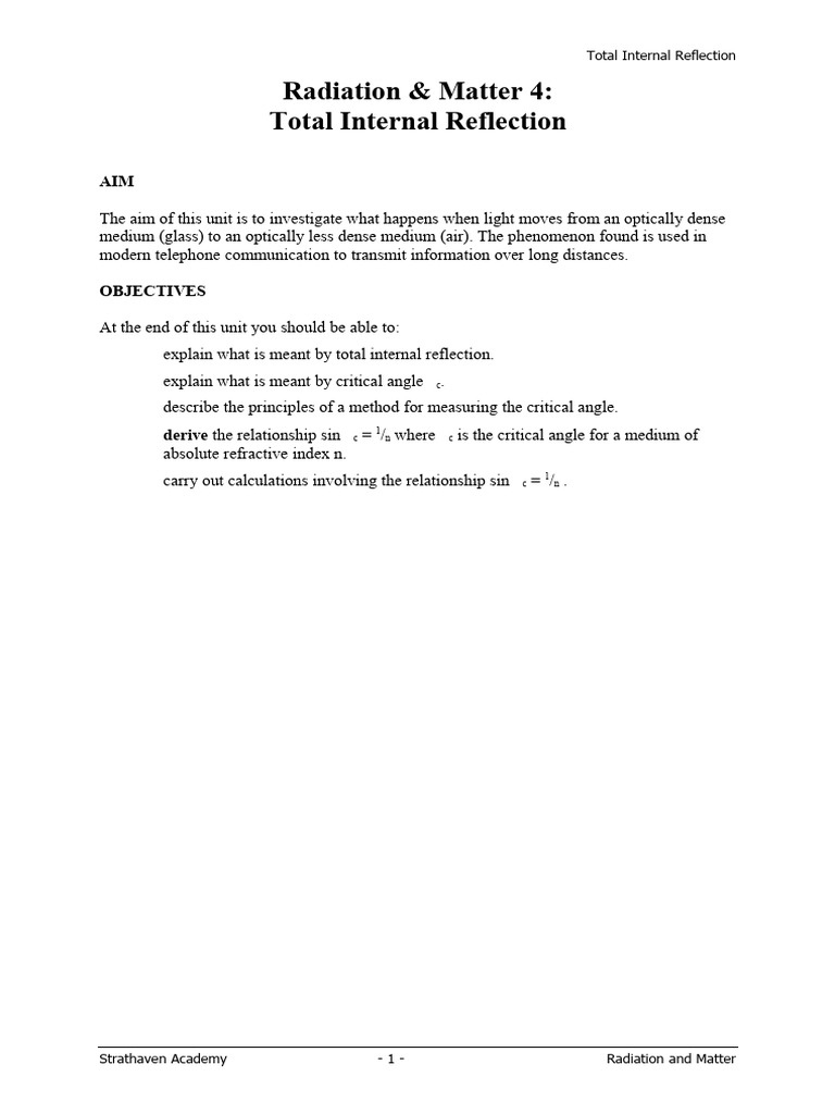Total Internal Reflection | PDF