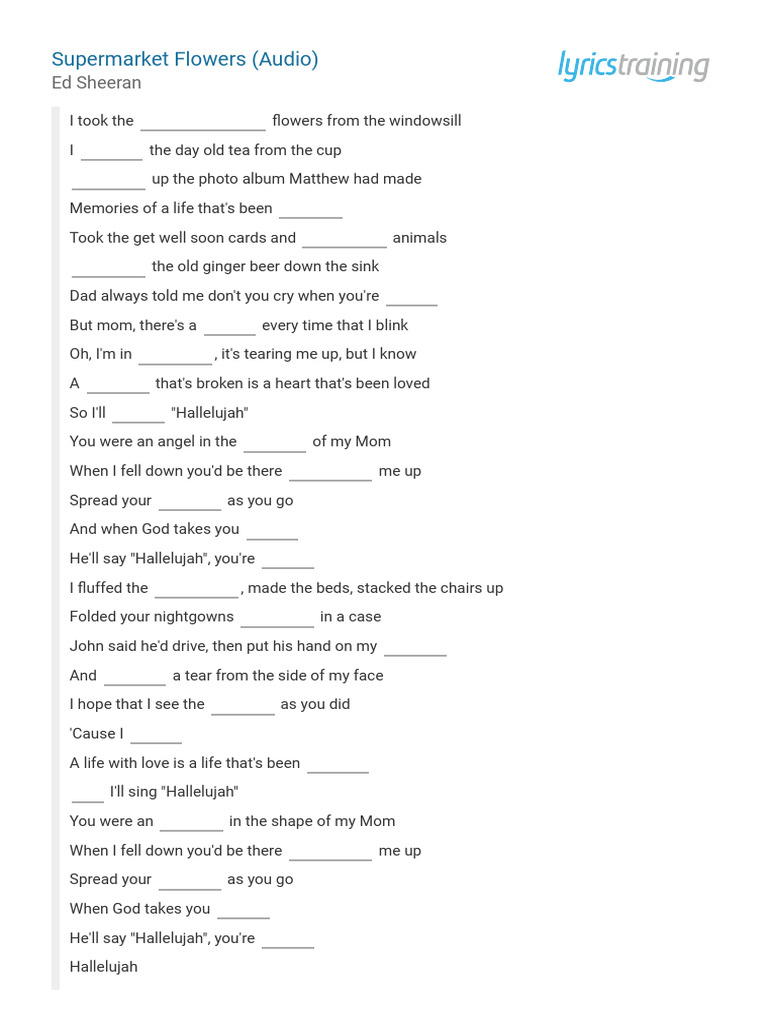 Supermarket Flowers Lyrics | PDF