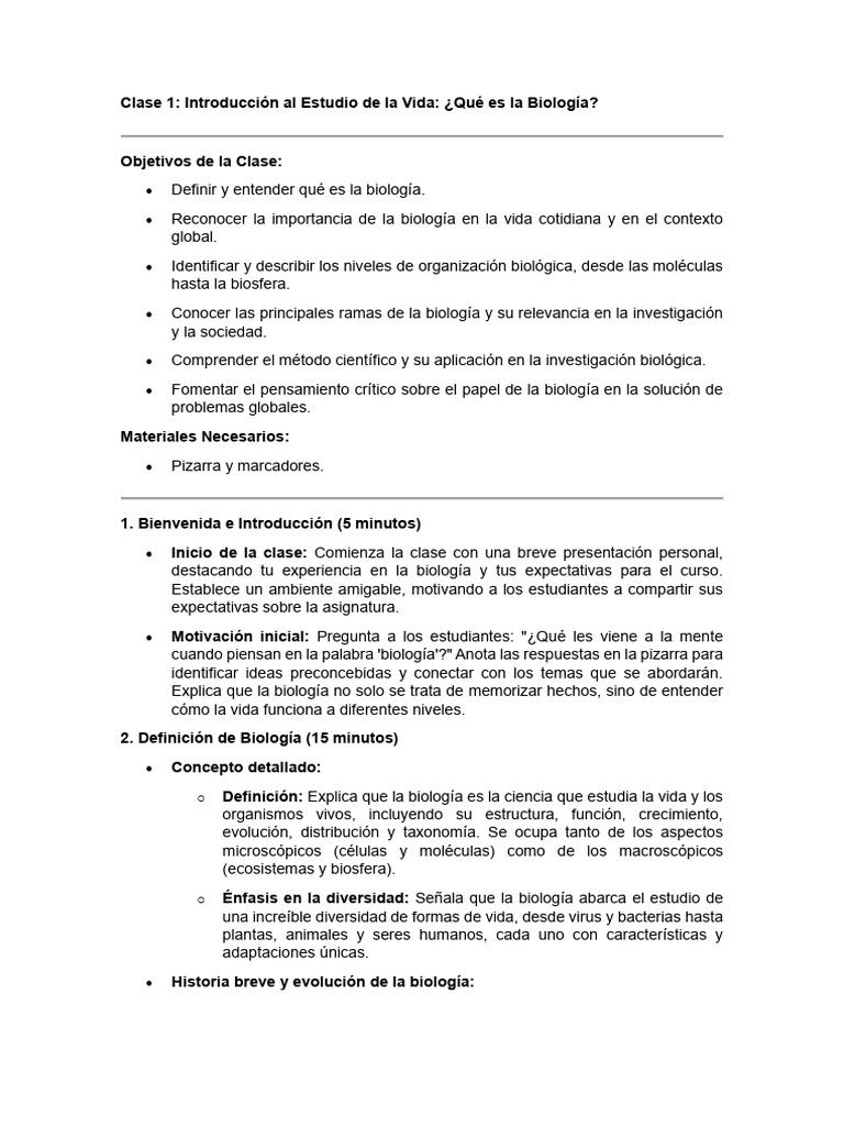Introducción a la Biología y su Importancia | PDF | Biología | Ciencia ...