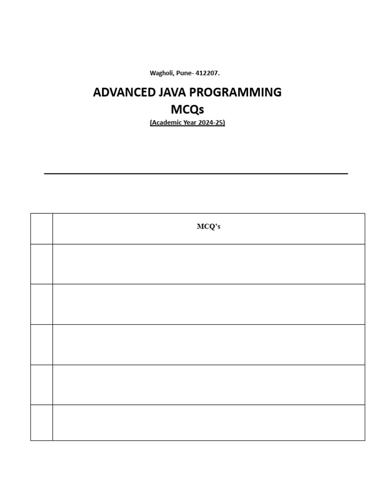 AJP Unit 2 MCQ's | PDF