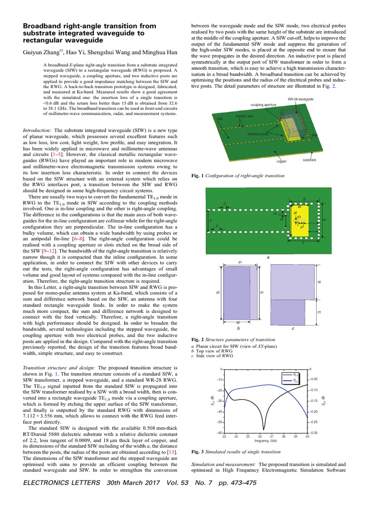 Broadband Right-Angle Transition From Substrate Integrated Waveguide To ...