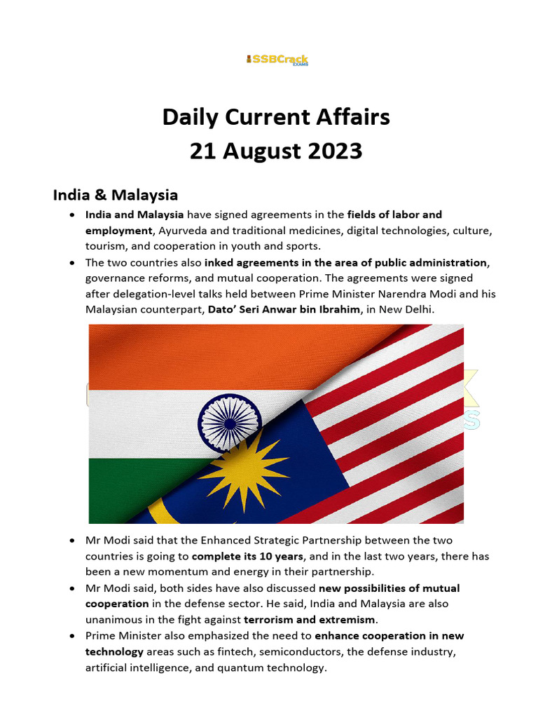 Current Affairs 22 August 2024 | PDF