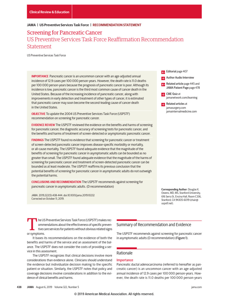 Pancreatic Cancer Final Rec Statement | PDF