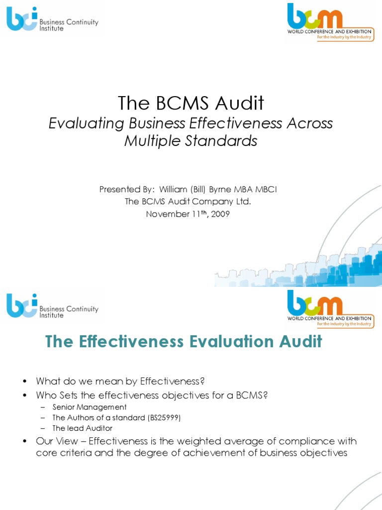 The BCMS Audit: Evaluating Business Effectiveness Across Multiple ...