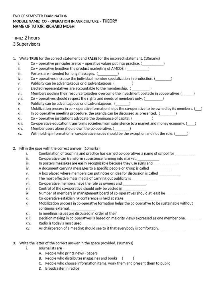 Co operation in agriculture pdf