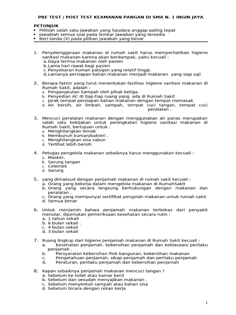 Soal Pre Test | PDF