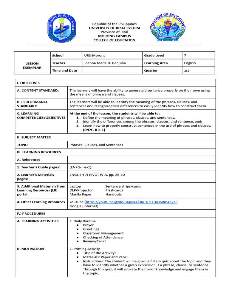 Lesson Plan | PDF
