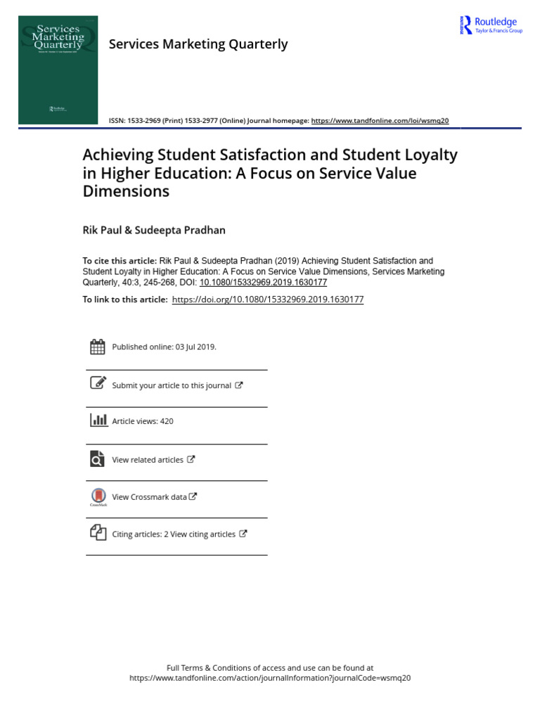 Achieving Student Satisfaction and Student Loyalty in Higher Education ...