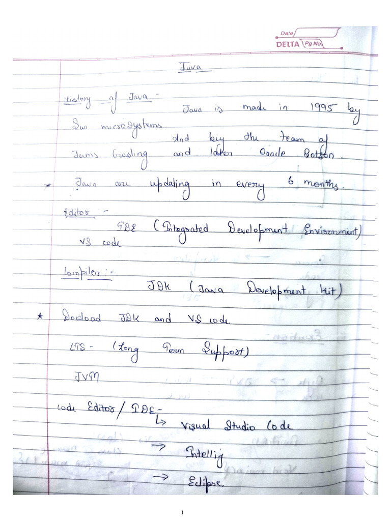 Handwritten notes of java with all pattern problems pdf