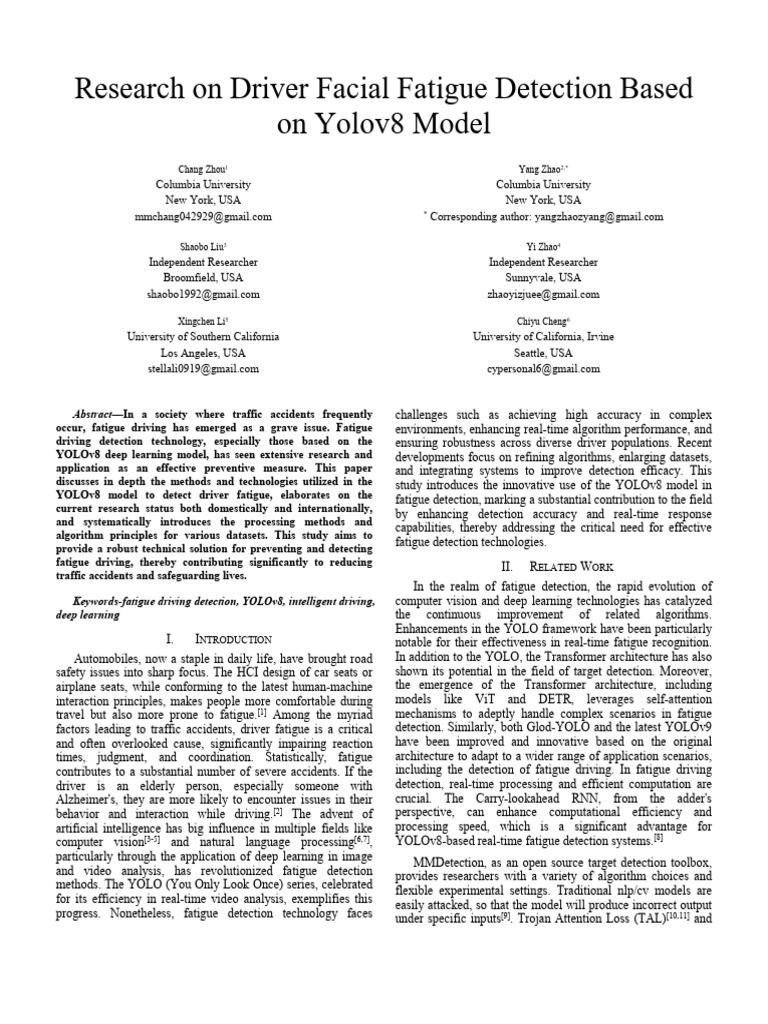 2.research On Driver Facial Fatigue Detection Based On Yolov8 ...