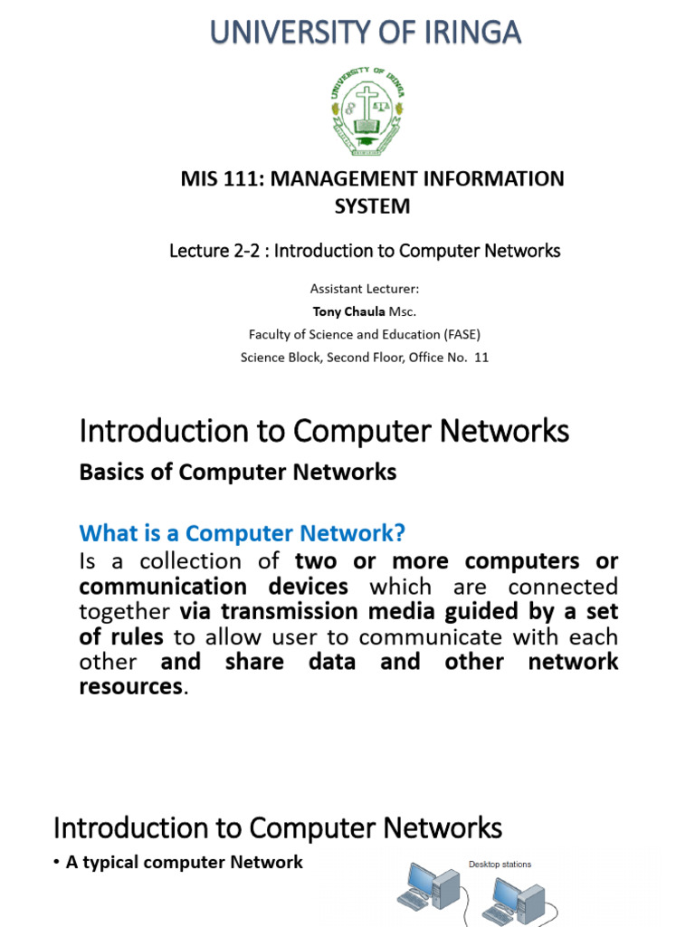 Mis 111 Lecture 2 - Basics of Computer Networks | PDF