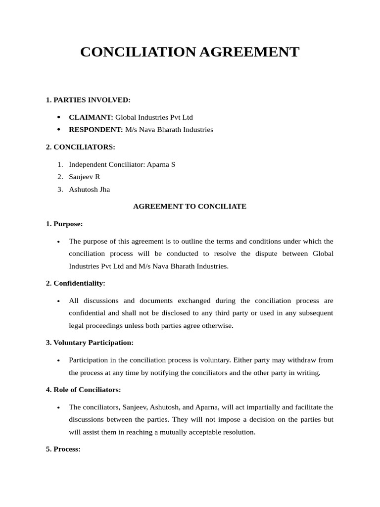 Conciliation Agreement | PDF