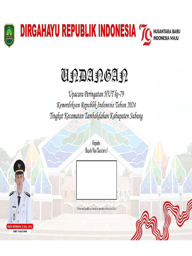 Undangan Hut Ke-79 Kemerdekaan Ri TK Kecamatan Tambakdahan | PDF