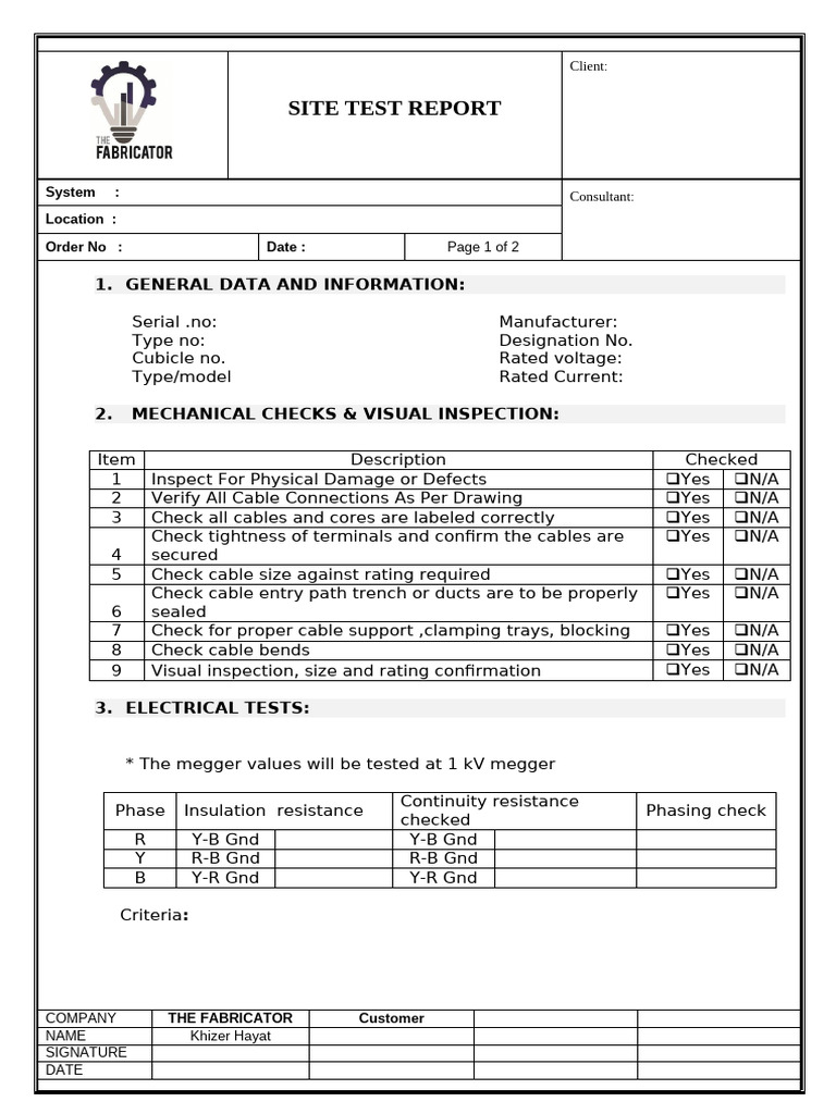 Mv cable test pdf