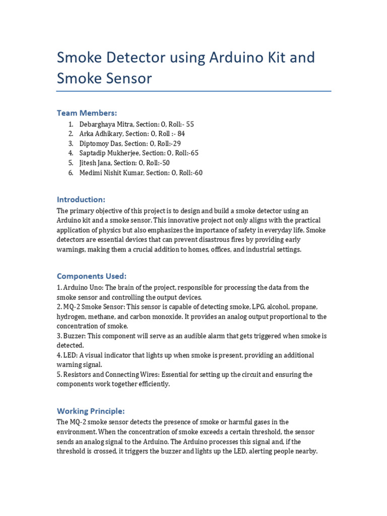 Smoke Detector Arduino Project | PDF