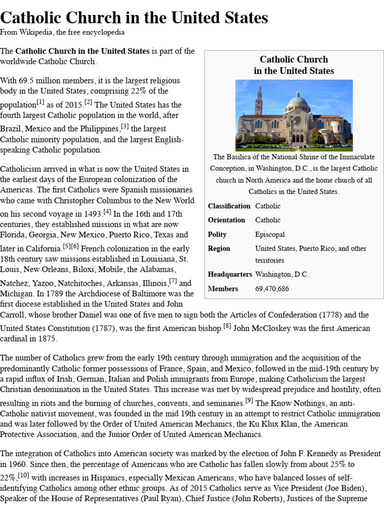 Catholic Church in The United States - Wikipedia The Free Encyclopedia ...