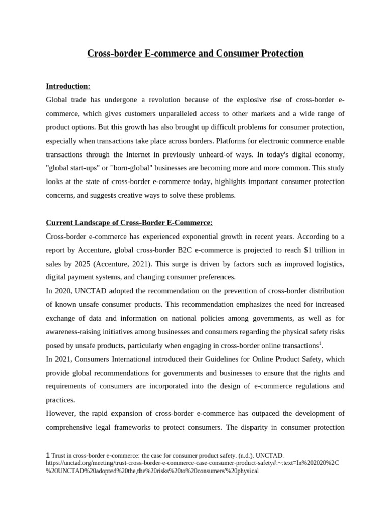 Cross Border E Commerce And Consumer Protection Pdf