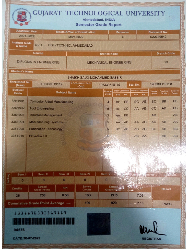 Semester Sem 6 | PDF