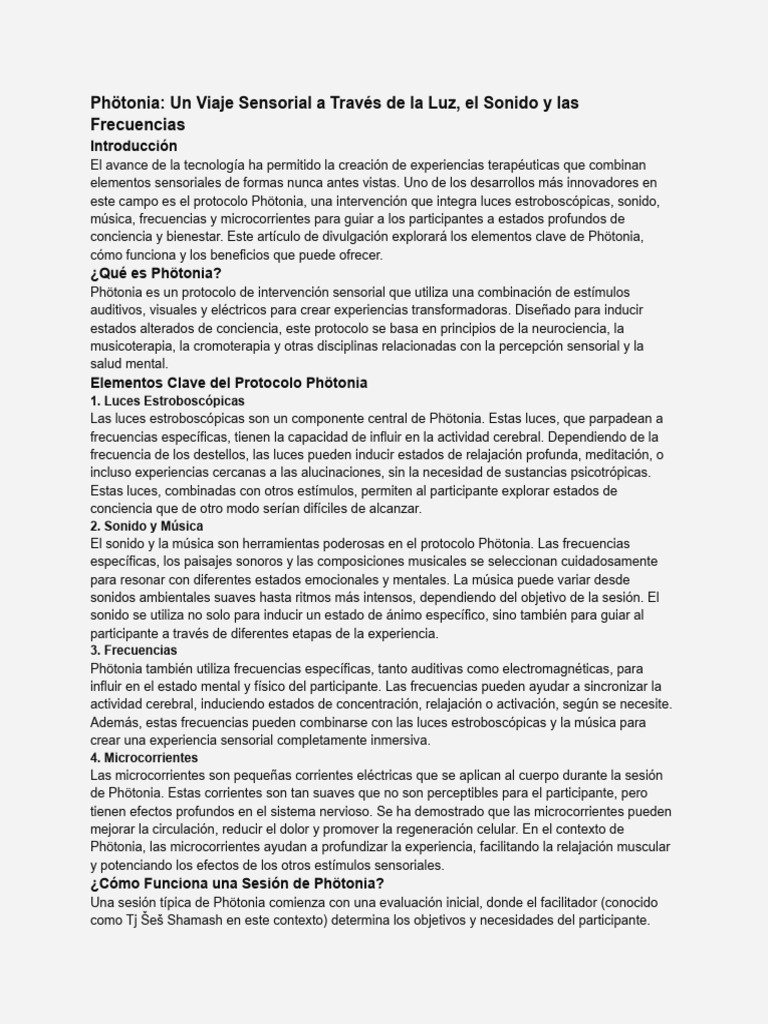 Phötonia - Un Viaje Sensorial A Través de La Luz, El Sonido y Las ...