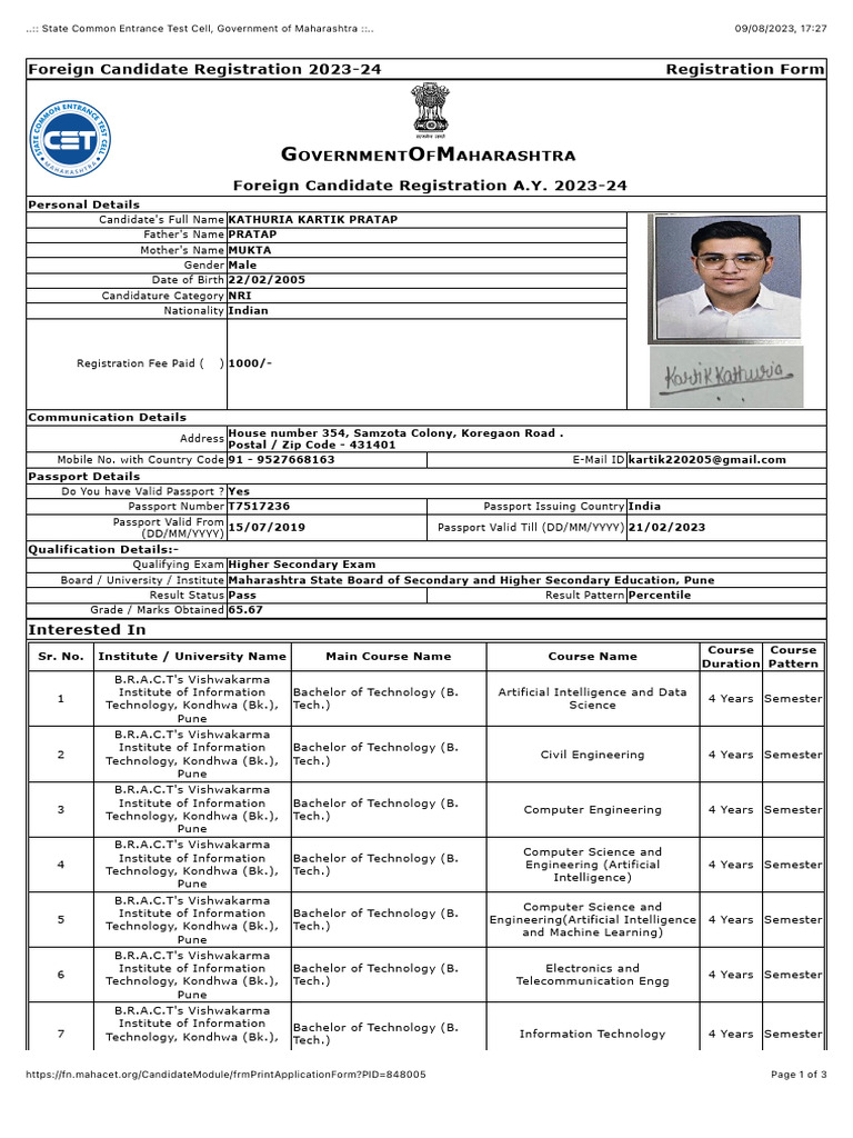 FCR Form Karthik | PDF