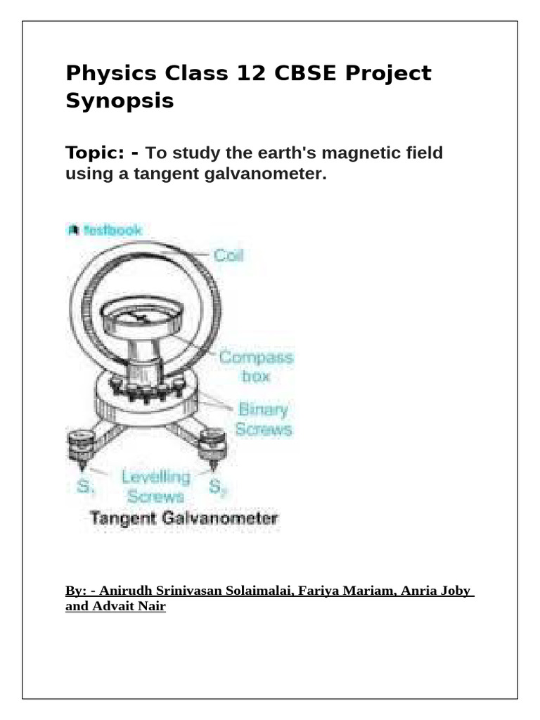 Physics Class 12 CBSE Project Synopsis | PDF