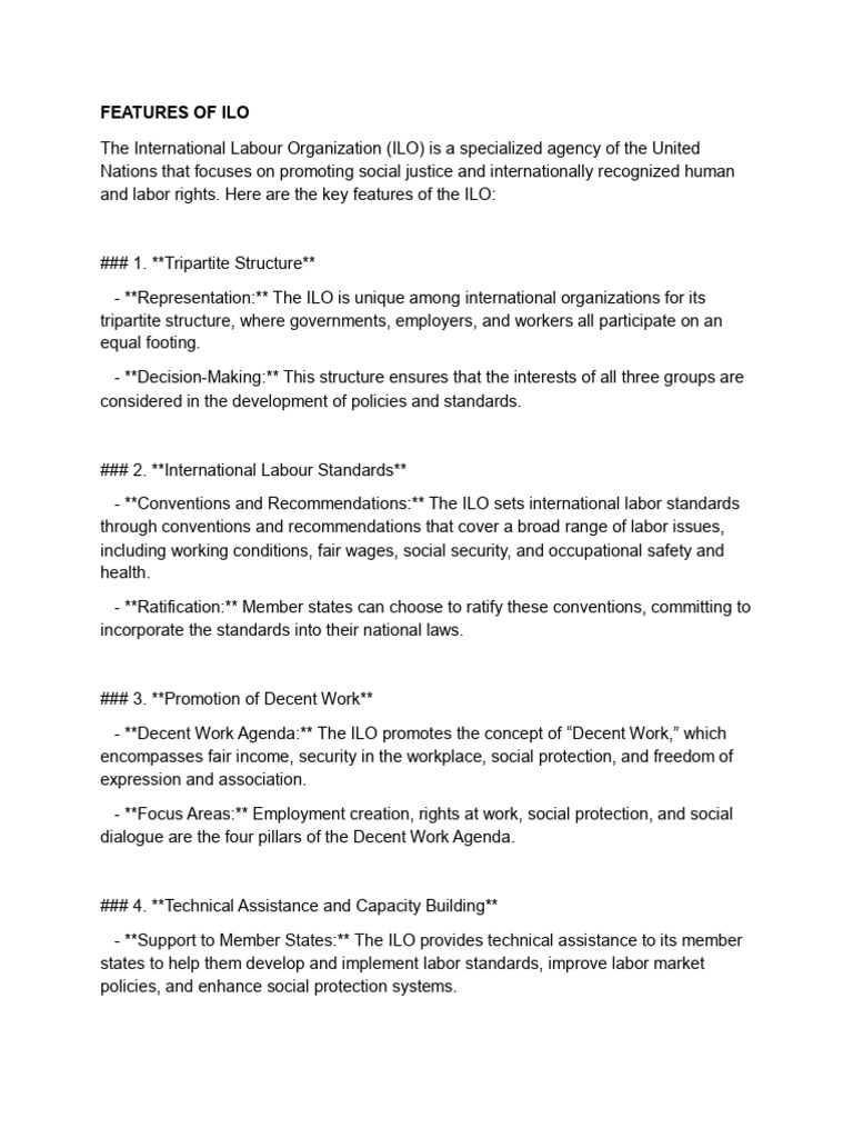 Featurs of Ilo | PDF | International Labour Organization | Social Science