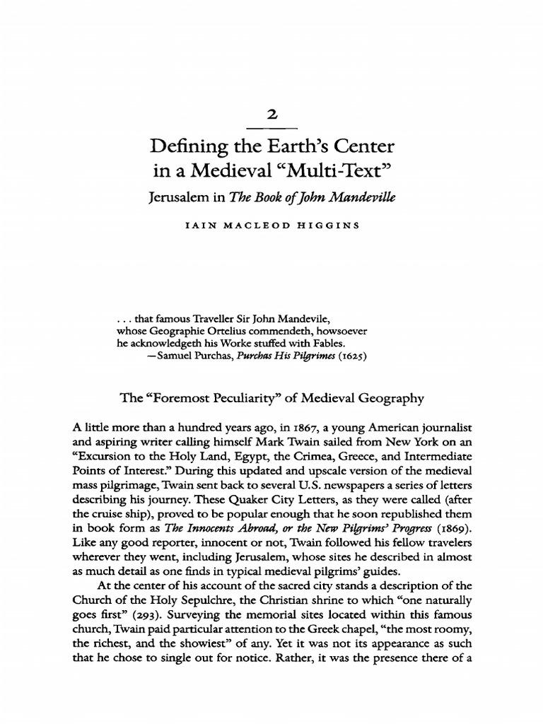 Macleod Higgins (1998) - Defining The Earth Center in A Medieval 