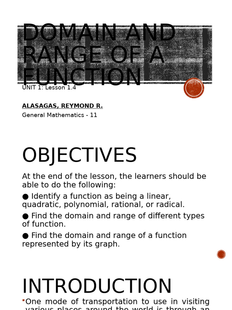 Domain and Range of A Function | PDF