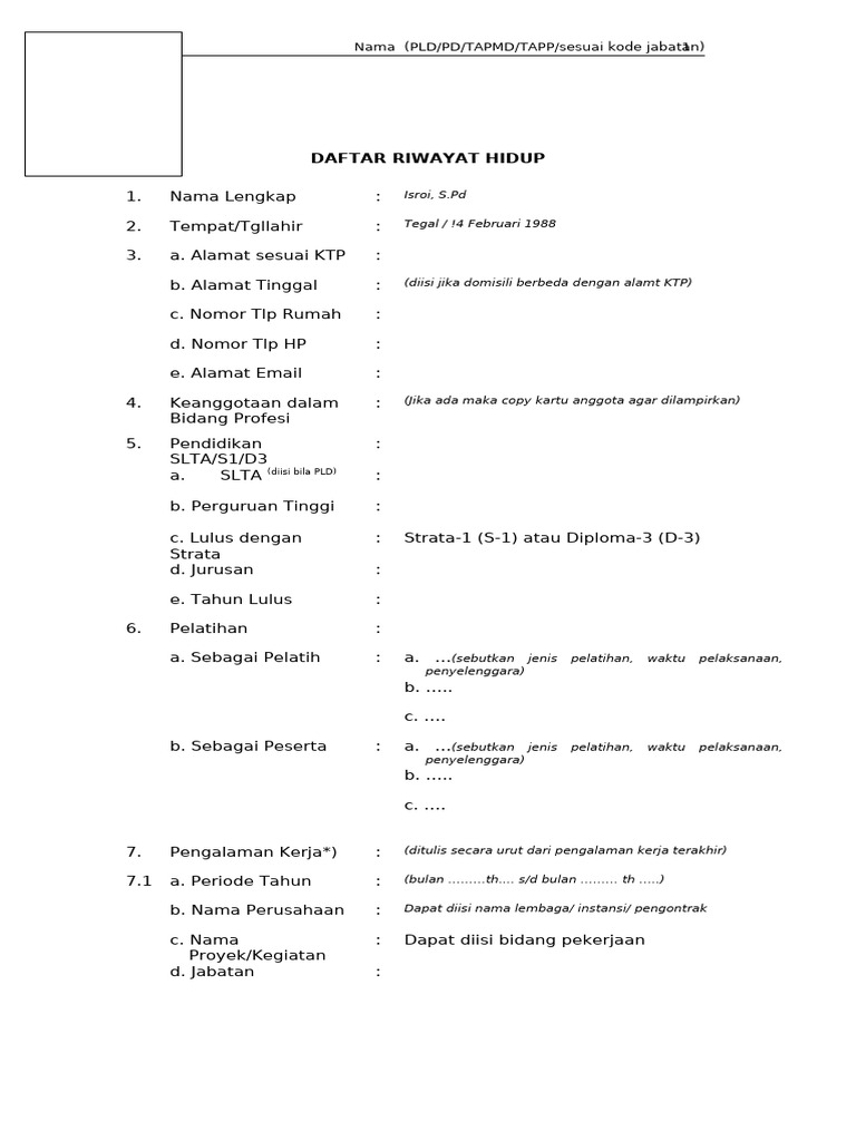 Daftar Riwayat Hidup Isroi, S.Pd | PDF | Kajian Bahasa Asing