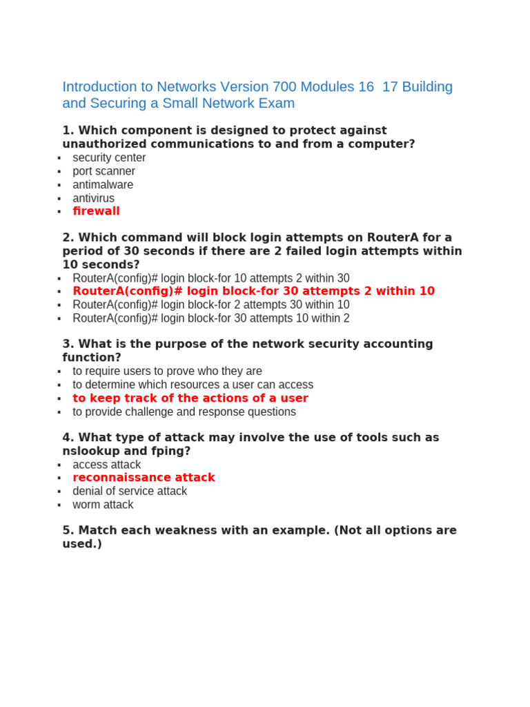 Introduction to networks version 700 modules 16 17 building and