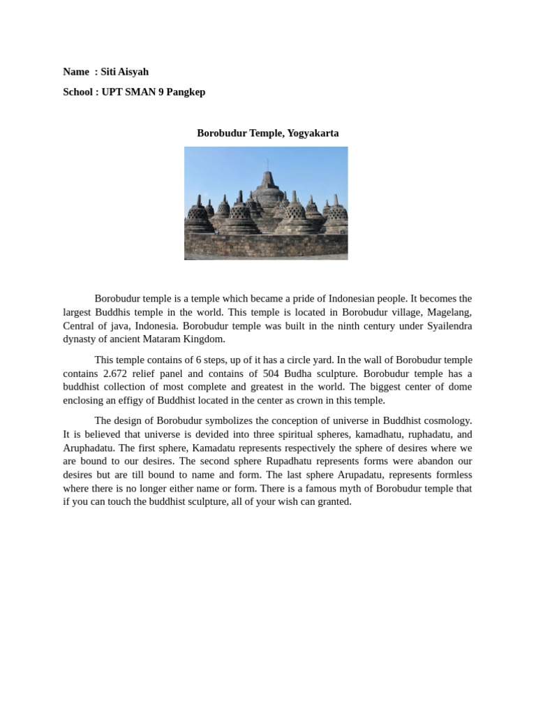 Descriptive Text Borobudur Temple | PDF