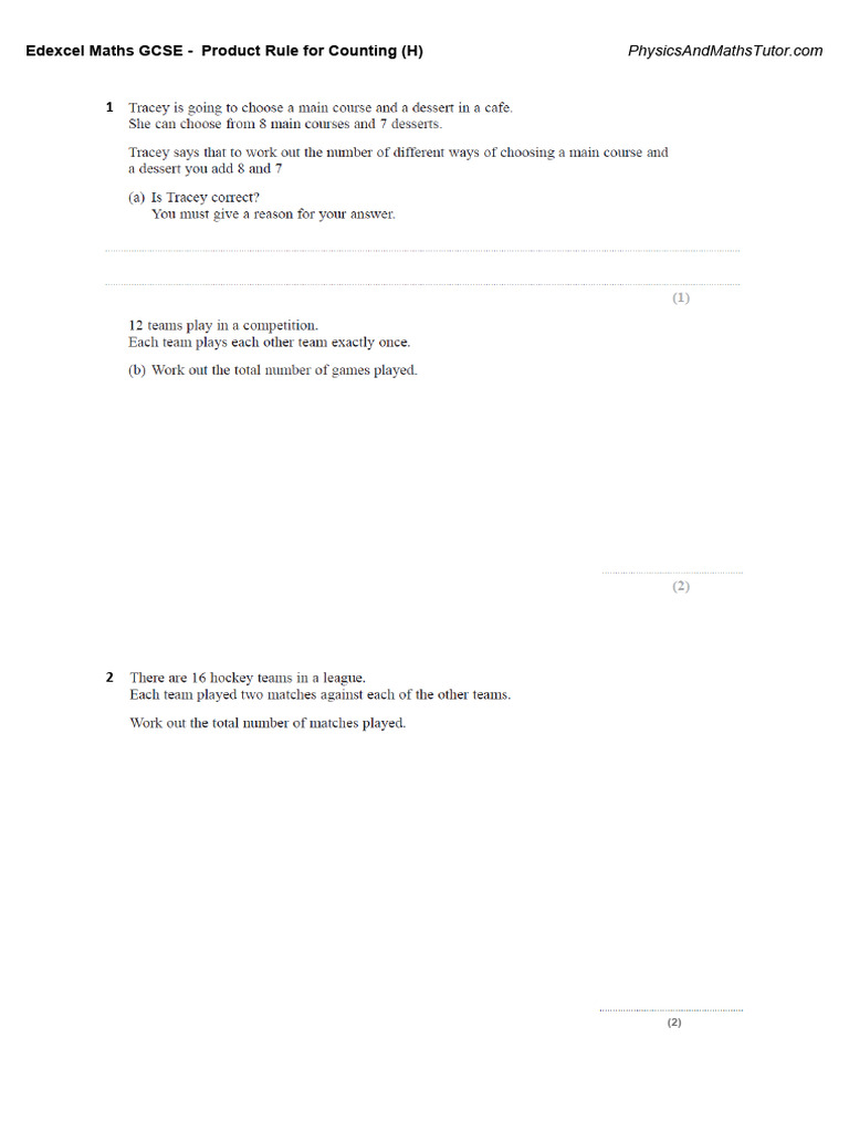 Product Rule For Counting Corbettmaths