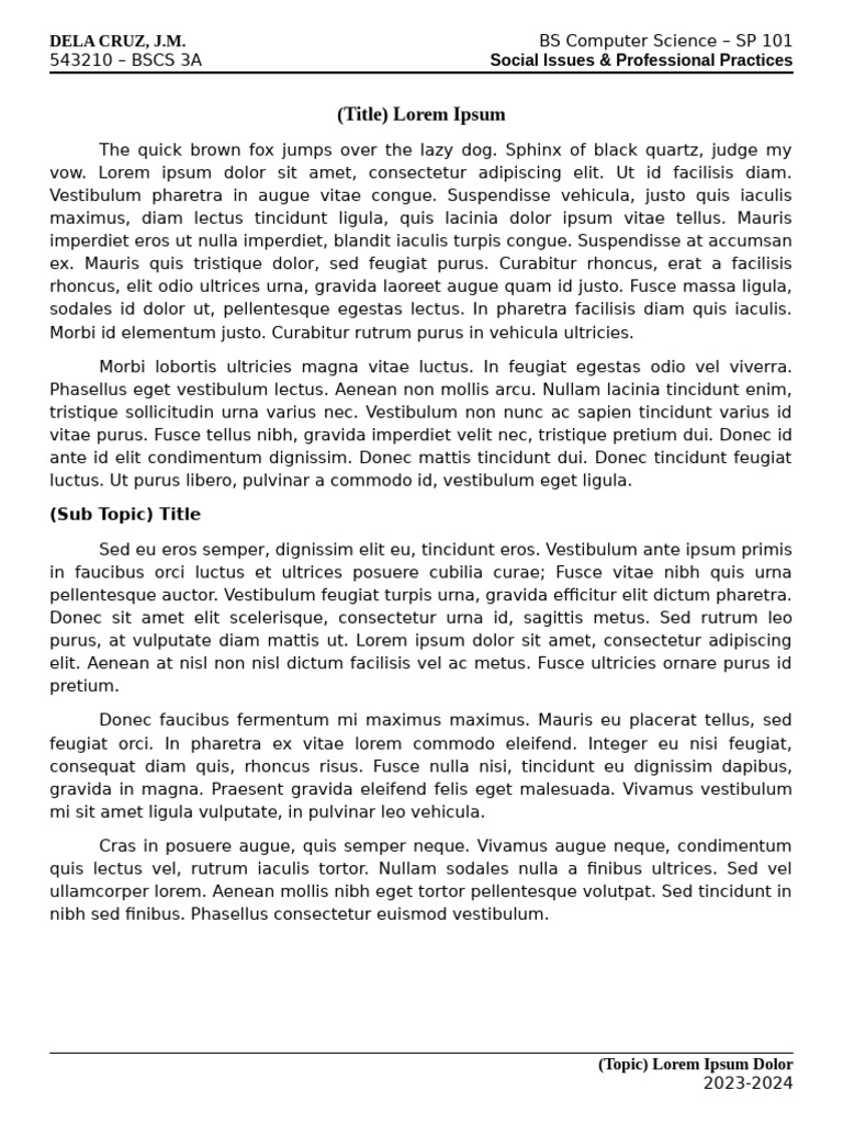 SP 101 Report Template | PDF