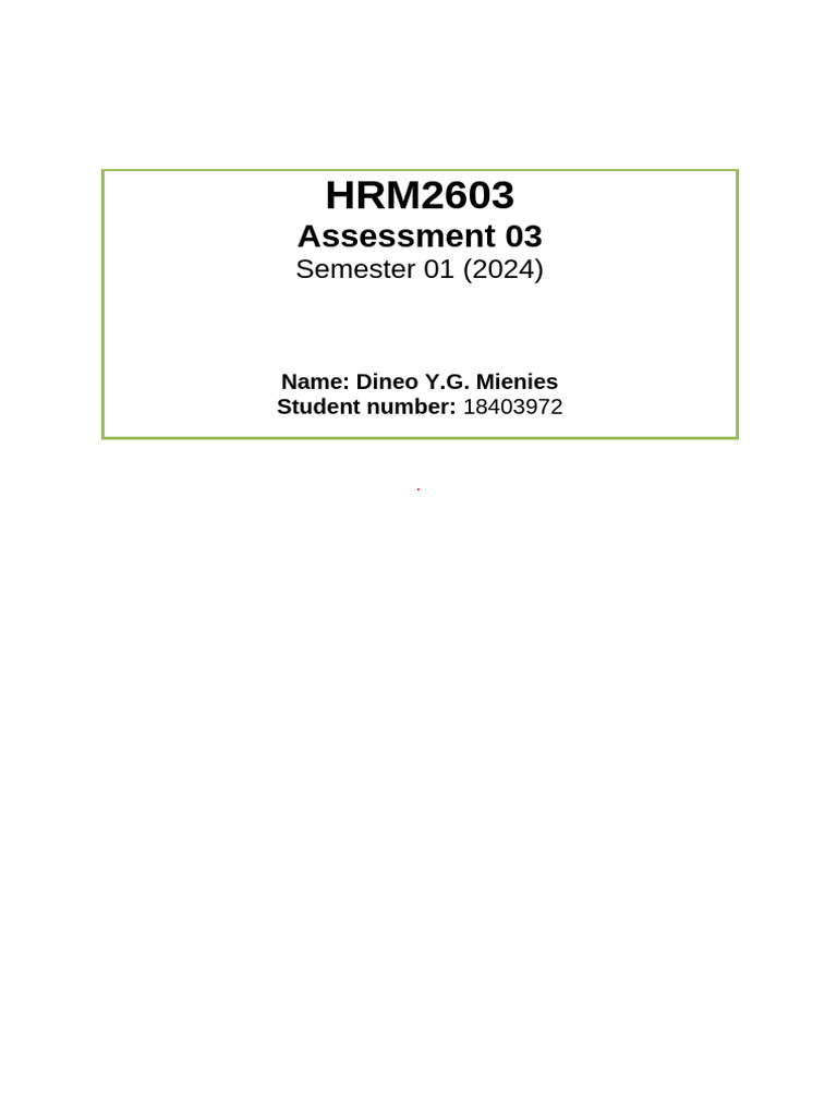 Hrm2603 Assignment 03 2024 s1 Assignment Template | PDF | Salary ...