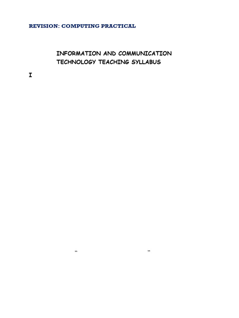 REVISION (B&G) Computing Practical | PDF | Information And ...