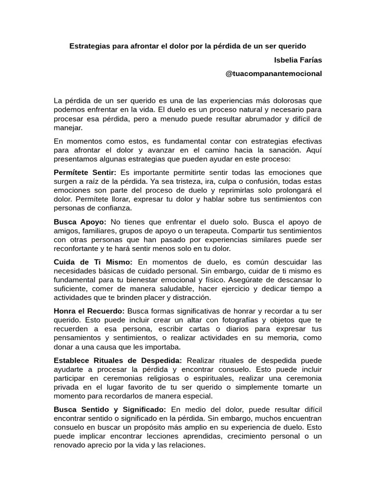 Estrategias para Afrontar el Duelo | PDF | Dolor | Las emociones