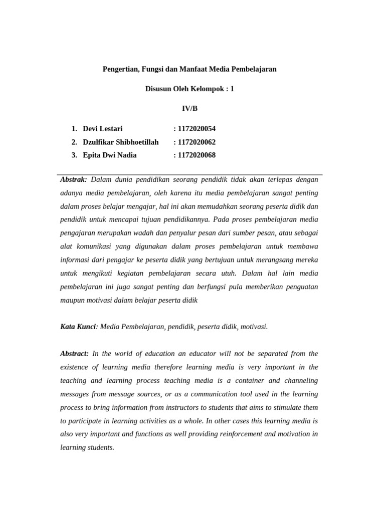 Kel-1 Pengertian, Fungsi, Dan Manfaat Media Pembelajaran | PDF