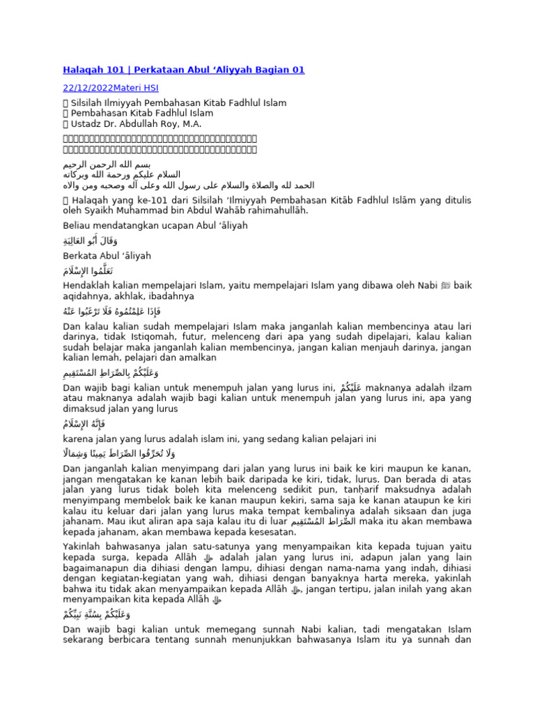 Hsi silsilah pembahasan kitab al fadhlul islam 101 1 pdf