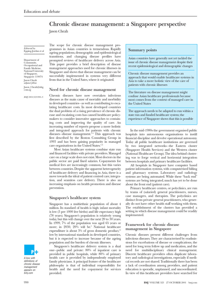 Chronic Disease Management Program - Singapore | PDF