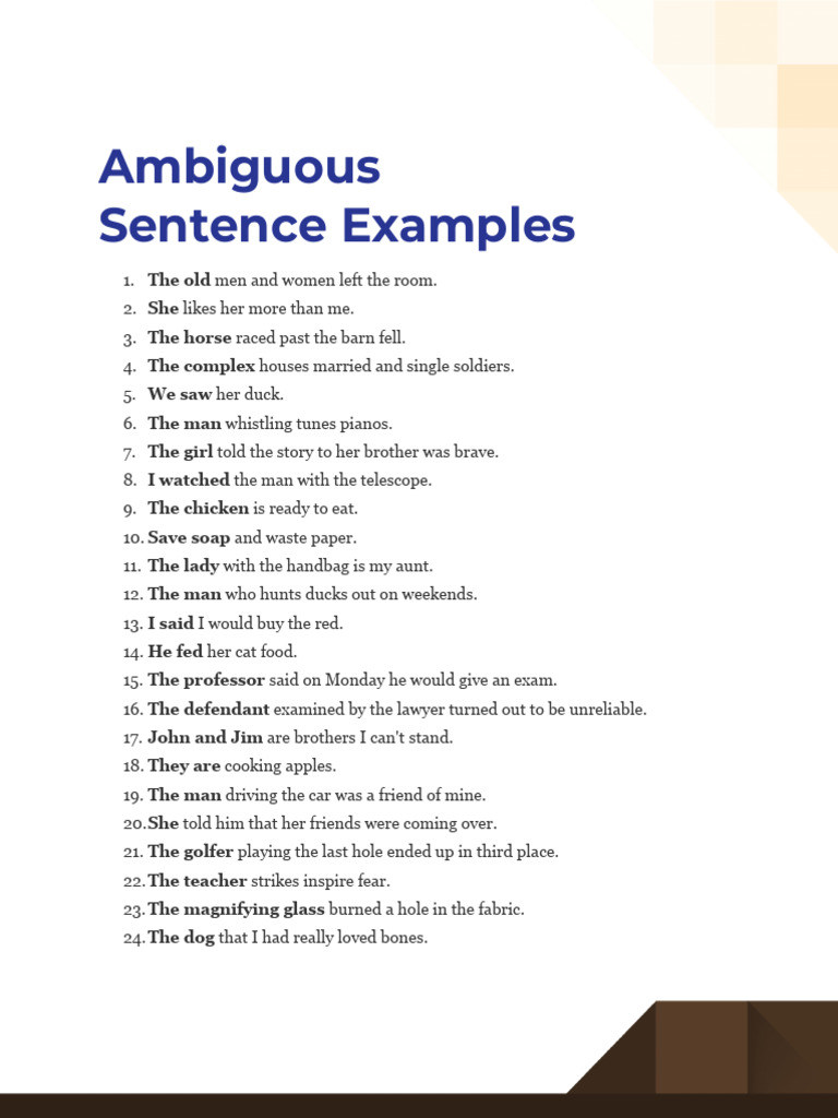 Examples of Ambiguous Sentences | PDF
