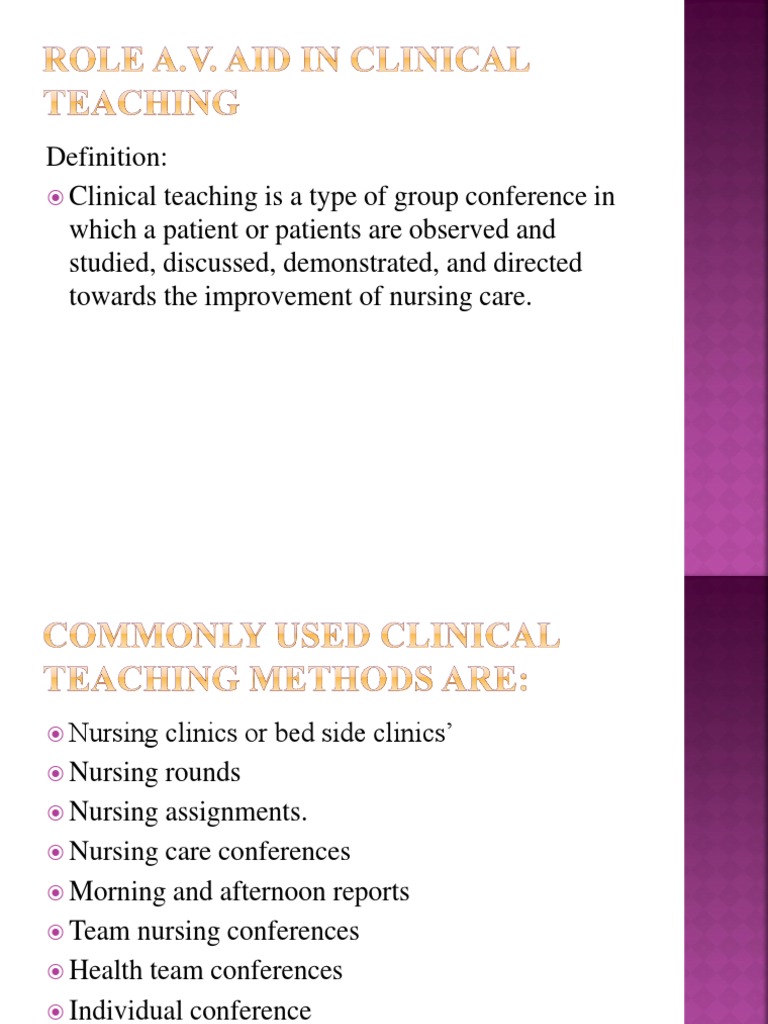 Role Av Aids in Clinical Teaching PDF Nursing Learning