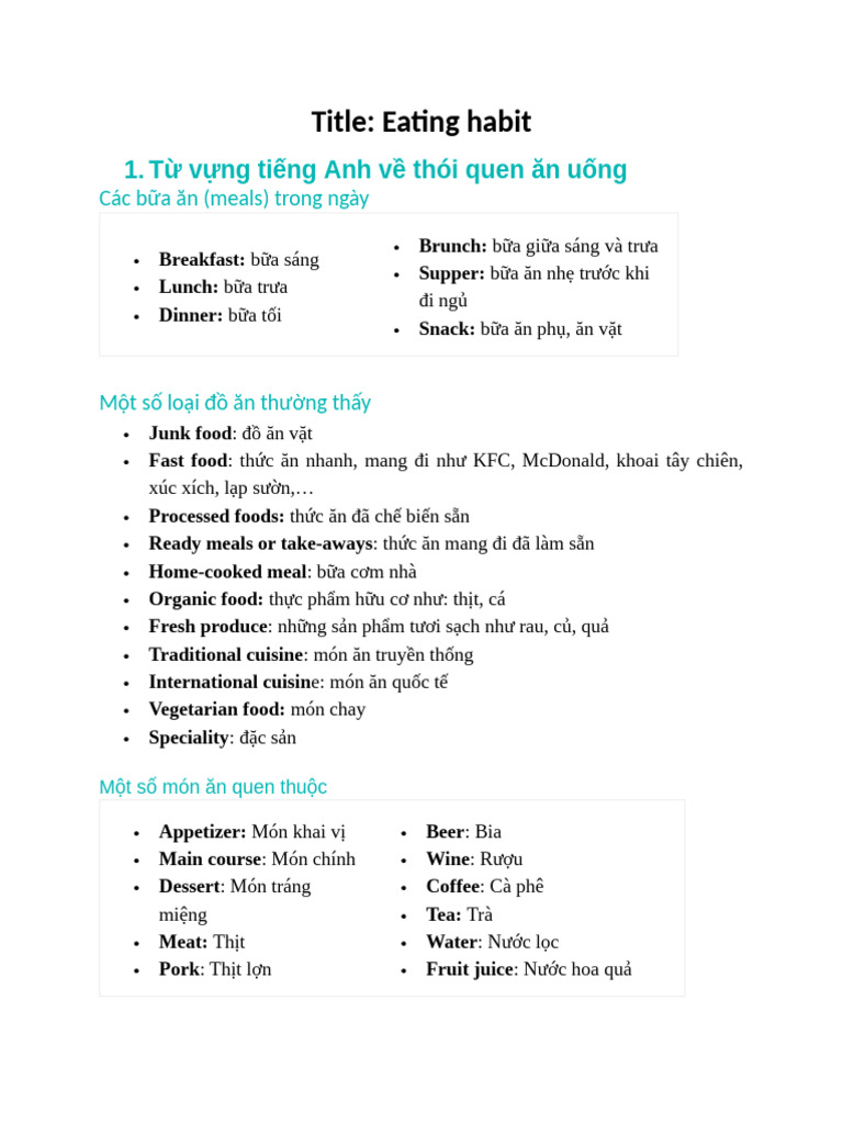 Eating Habit | PDF