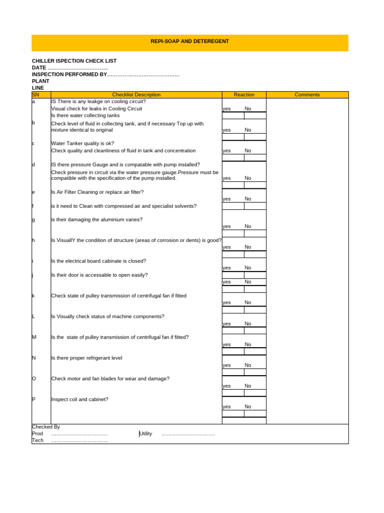 Check List - Chiller | PDF