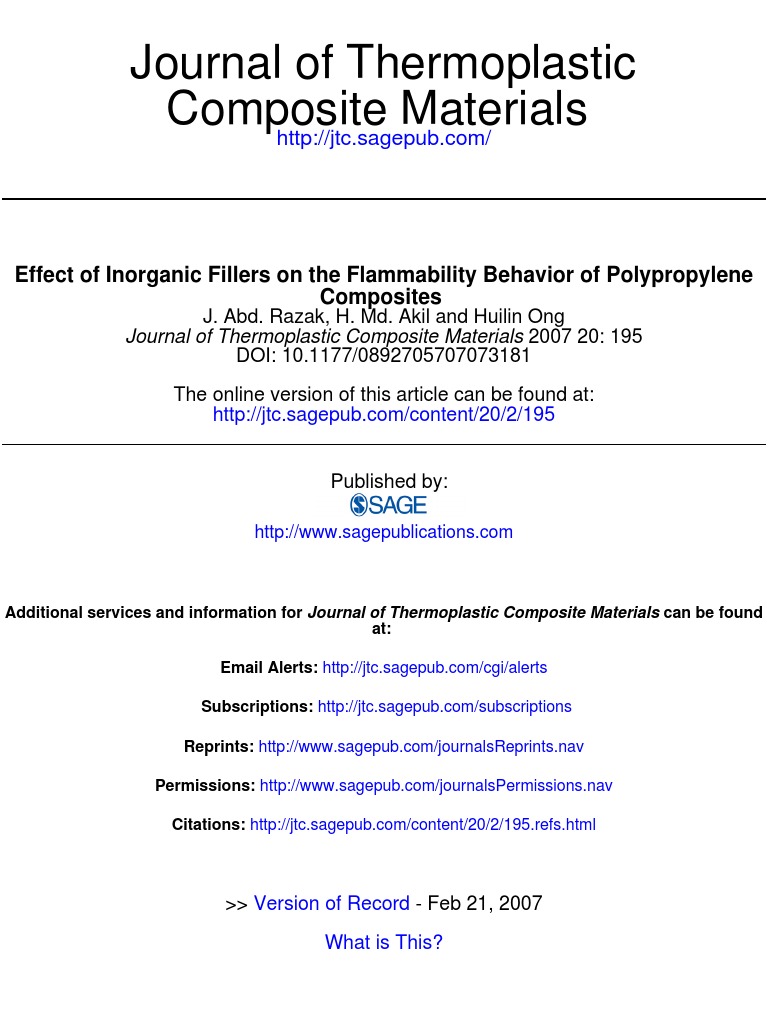 Composite Materials Journal of Thermoplastic PDF Thermoplastic