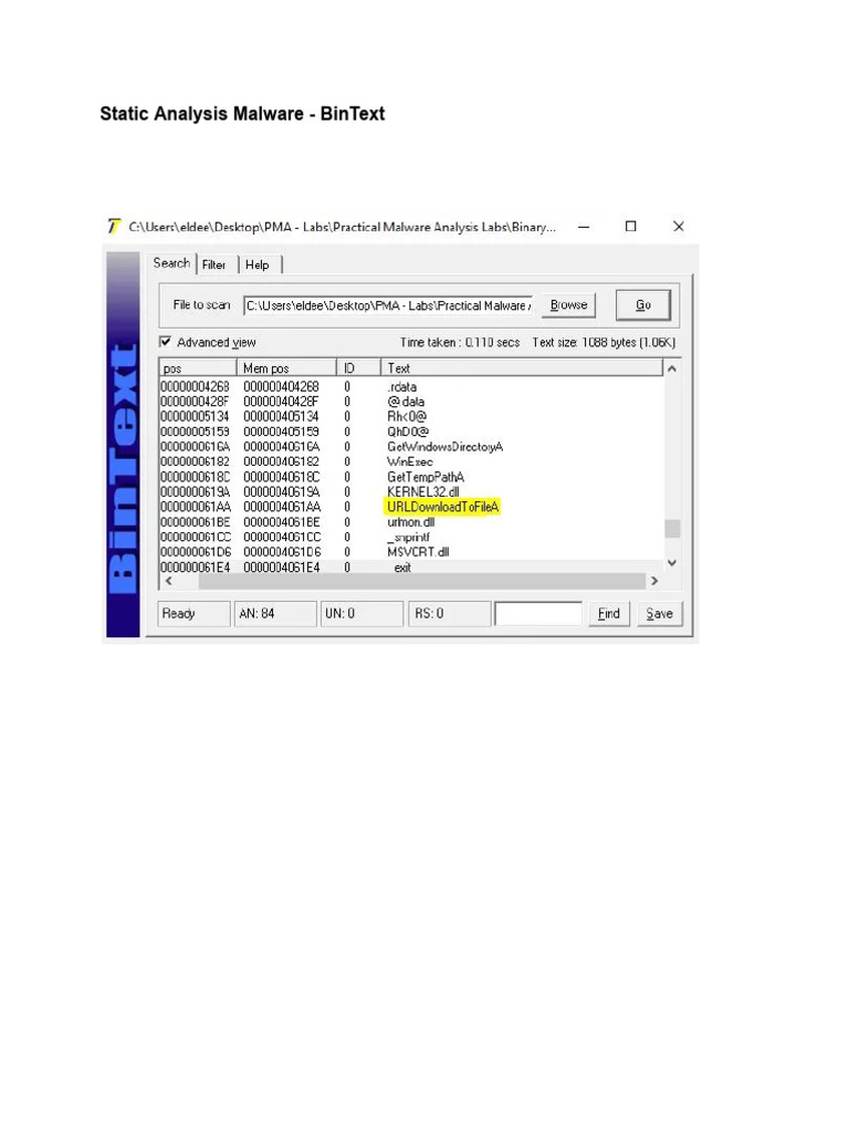 Static Analysis Malware - BinText | PDF