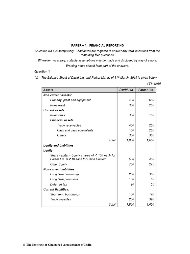 CA Final FR Past Year Question Papers Compilation | PDF